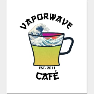 Vaporwave Aesthetic Great Wave Off Kanagawa Cafe Coffee Tea Posters and Art